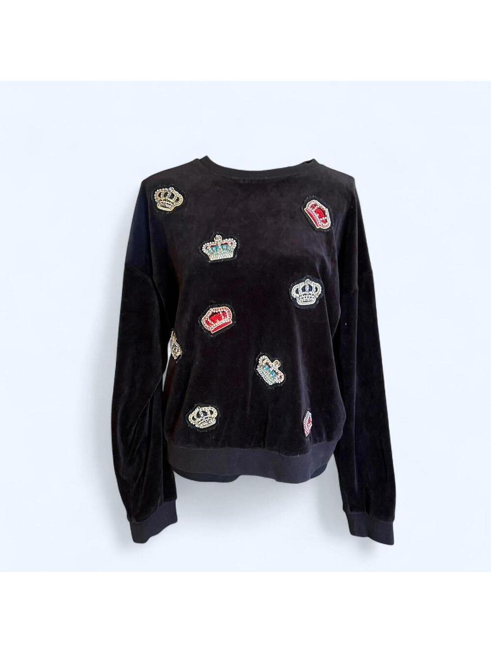 Juicy Couture Y2K velour crown sweatshirt black label Size Large